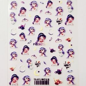 ⭐4/$15 Princess Jasmine 5D Embossed Nail Art Stickers